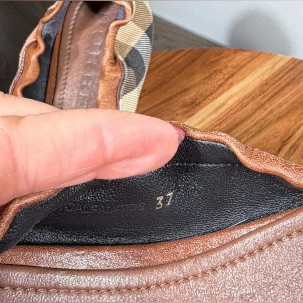 Burberry Ballet Flats House Check size 37 (6.5) Brown Tan with Gold Accents - Picture 11 of 12